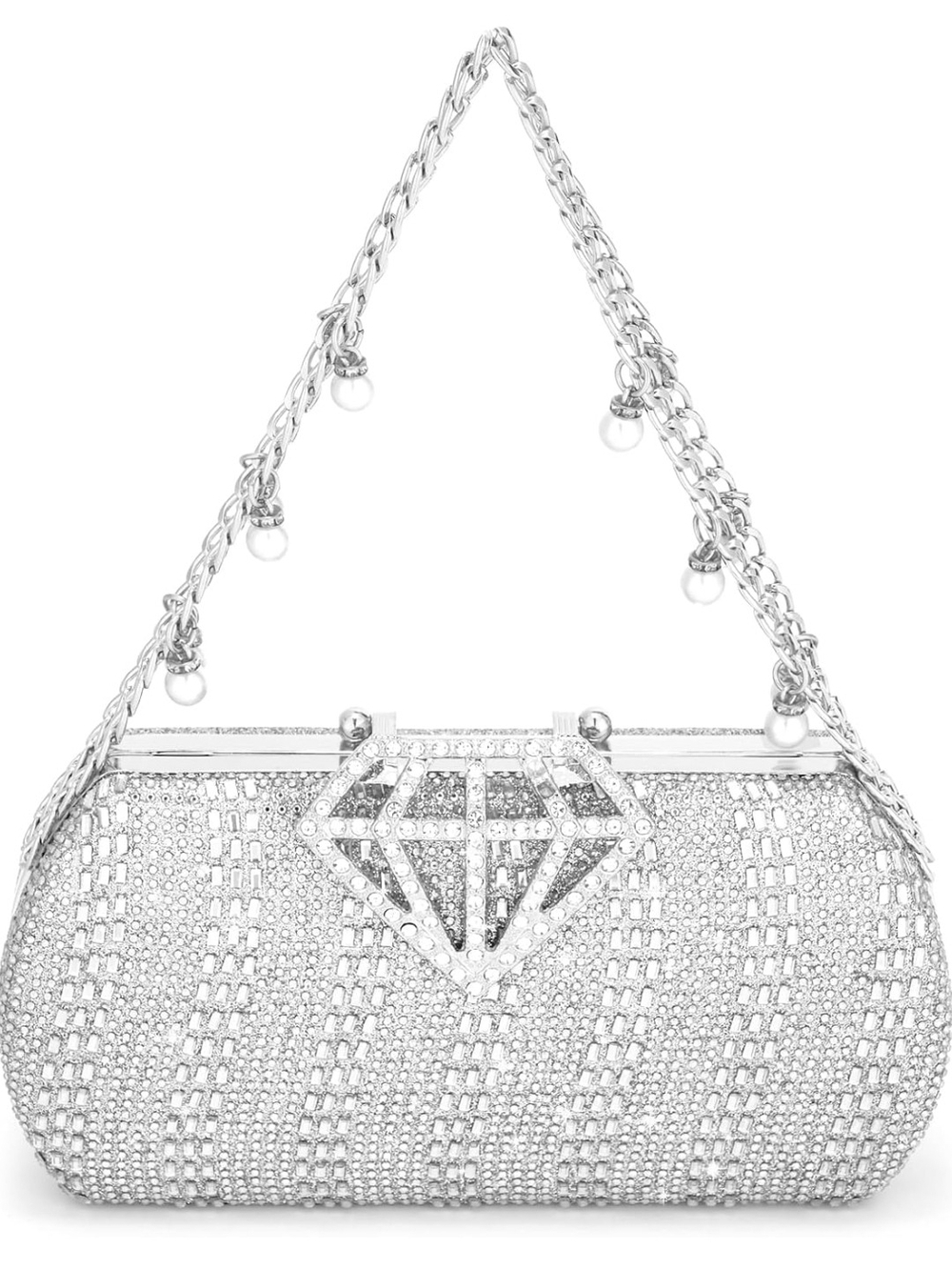 Crystal Evening Clutch Handbag in Silver